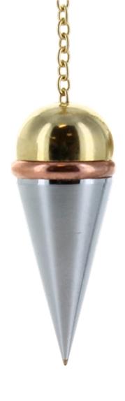 Pendule conique témoin doré et argenté avec anneau cuivre