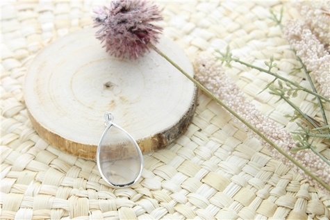 PENDENTIF CRISTAL DE ROCHE ARGENT 925 FORME GOUTTE GRAND MODELE