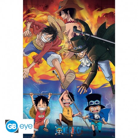 One Piece - Poster roulé filmé 91,5 x 61 cm: Ace Sabo Luffy