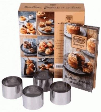 Moelleux, fondants et coulants Nestlé dessert. Avec 4 cercles à pâtisserie en métal