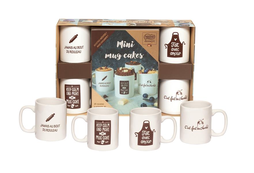 Coffret Mini-mug cakes Nestlé. Avec 4 mini-mugs collector