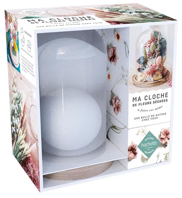 Coffret Ma cloche de fleurs séchées à faire soi même. Une bulle de nature chez vous. Le livre avec 1