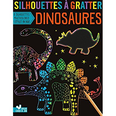 Silhouettes à gratter dinosaures. Avec un stylet