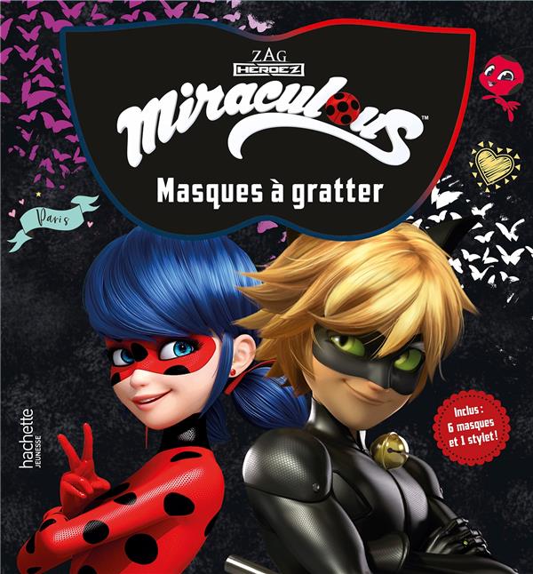 Masques à gratter Miraculous. Avec 1 stylet
