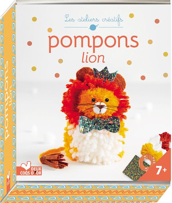 Pompons lion. Mini-boîte avec accessoires
