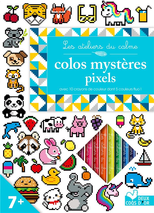 Colos mystères pixels. Carnet avec 10 crayons de couleur