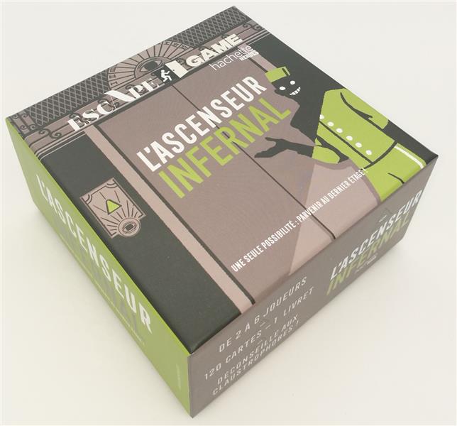 Escape game l'ascenseur infernal. Contient : 120 cartes et 1 livret