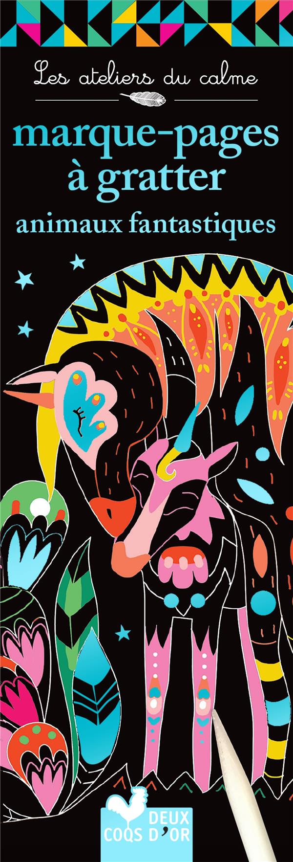 Marque-pages à gratter animaux fantastiques. Avec 15 marque-pages détachables et 1 stylet