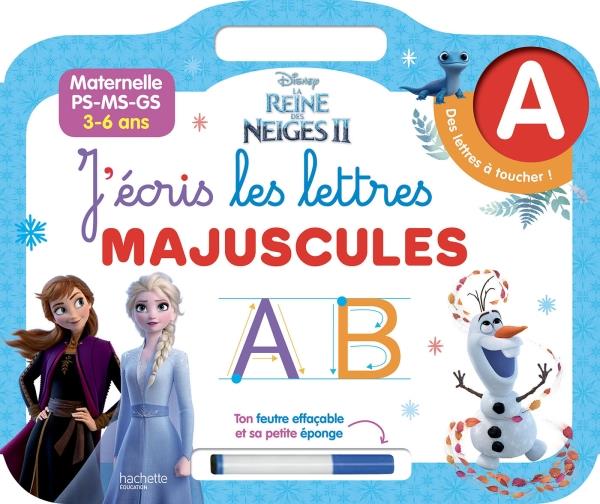 J'écris les lettres majuscules . La Reine des Neiges 2. Avec 1 feutre effaçable et sa petite éponge