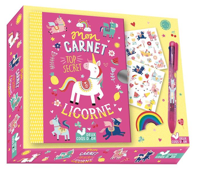 Mon carnet top secret licorne. Coffret avec accessoires