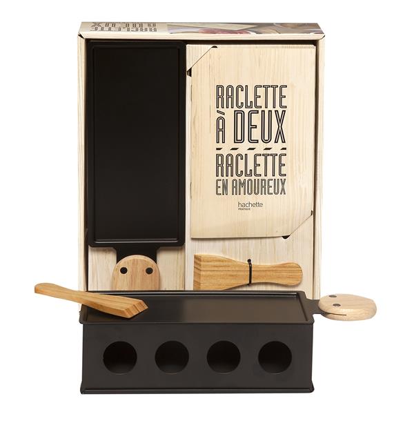 Raclette à deux, raclette en amoureux. Coffret avec 1 appareil à raclette à la bougie, 1 spatule en
