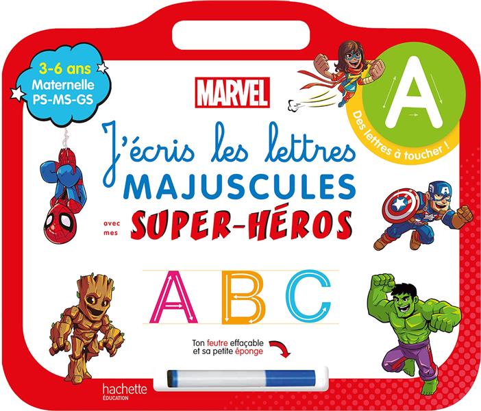 J'écris les lettres majuscules avec mes super-héros. Maternelle PS-MS-GS. Avec un feutre effaçable e