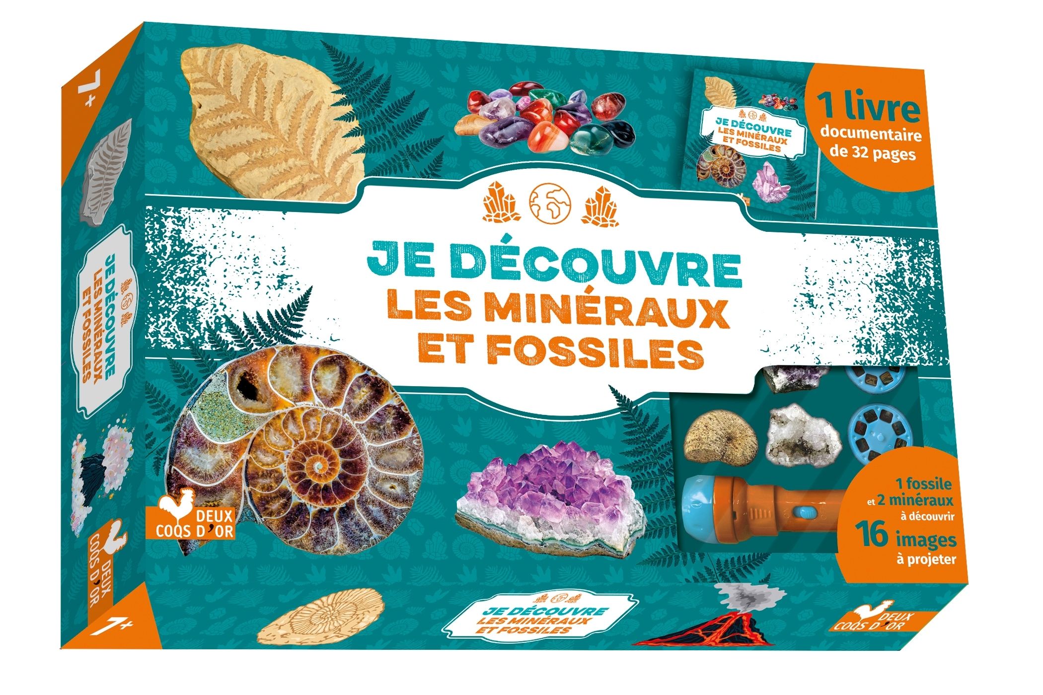 Je découvre les minéraux et fossiles. Avec 1 livre documentaire, 1 fossile et 2 minéraux à découvrir