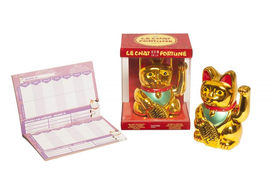 Coffret Le chat de la fortune. Avec le mythique Maneki-neko et un livre de comptes kakébo