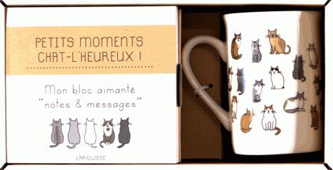 Petits moments chat-l'heureux. Coffret bloc aimanté 1 tasse