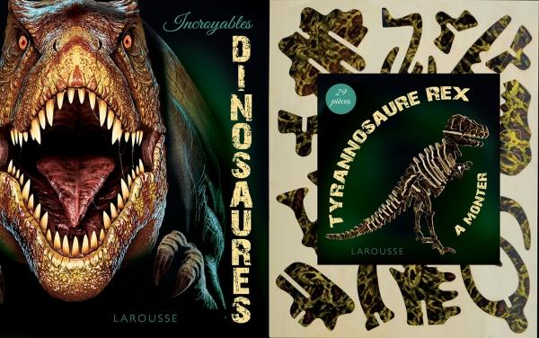Incroyables dinosaures. Contient : 1 livre et 1 tyrannosaure rex de 29 pièces à monter