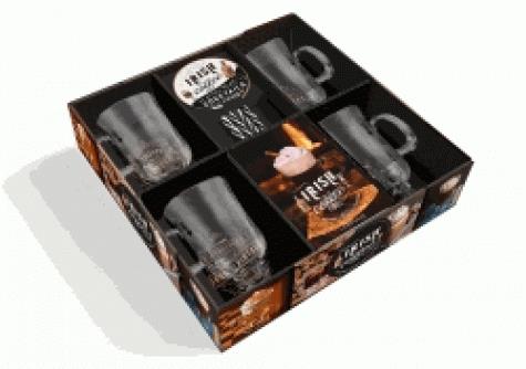 Coffret Irish coffee et autres cocktails d'hiver. Contient : 1 livre, 4 verres, 4 pailles; 4 sous-br