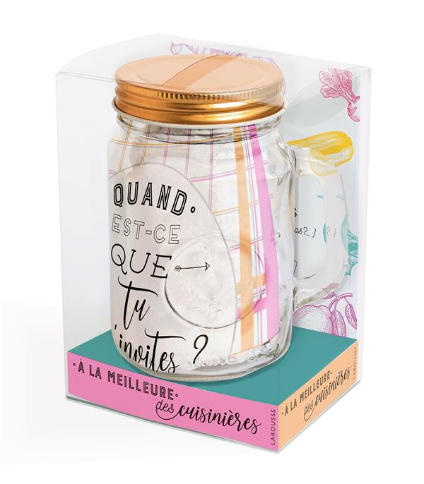A la meilleure des cuisinières. Coffret avec 1 joli bocal pour votre cuisine, 1 carnet de recettes à