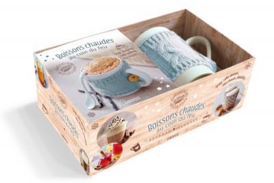 Coffret Boissons chaudes au coin du feu. Avec un mug et son couvre-mug tricoté
