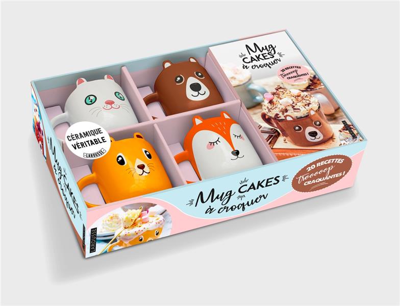 Coffret Mug cakes à croquer. Le livre de recettes avec 4 mini mugs en céramique