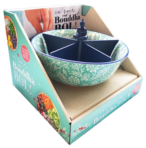 Coffret Ce soir c'est bouddha bol ! Le livre de 20 recettes avec un bol en céramique et un séparateu