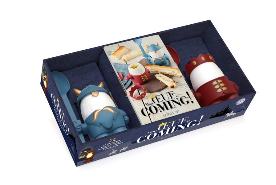 Coffret Mon oeuf is coming ! 1 livre de recettes avec 2 coquetiers équipés de leur cuillère