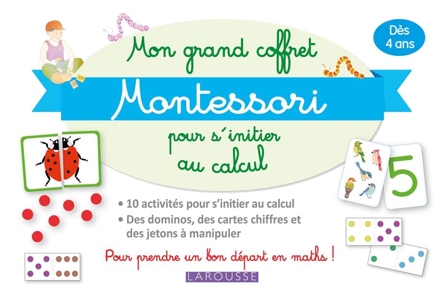 Mon grand coffret Montessori d'initiation au calcul. Avec 70 cartes, 40 jetons, 20 barres numériques