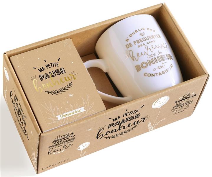 Coffret Ma petite pause bonheur. Avec 1 mug et 1 petit carnet de sac