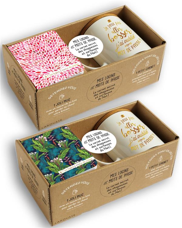 Coffret Mes logins et mots de passe. Avec un mug et un carnet