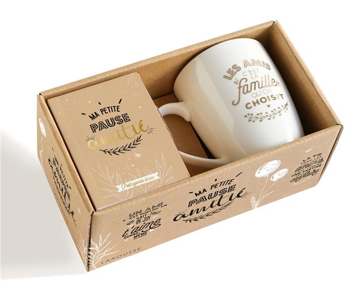 Coffret Ma petite pause amitié. Avec 1 mug et un petit agenda de sac