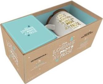 Coffret Mes logins et mots de passe. 1 mug   1 carnet secret