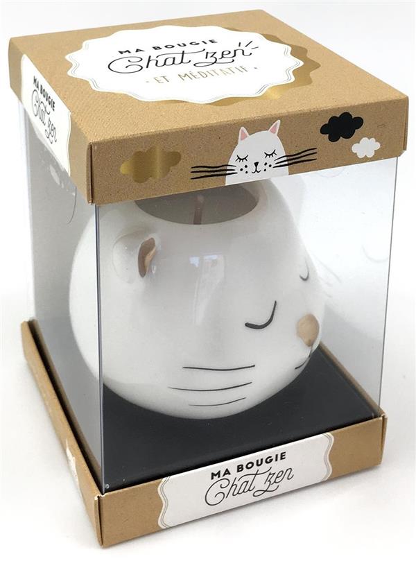 Coffret Ma bougie chat zen. Mon petit livre d'actuces Chat zen et méditatif, avec une bougie et son