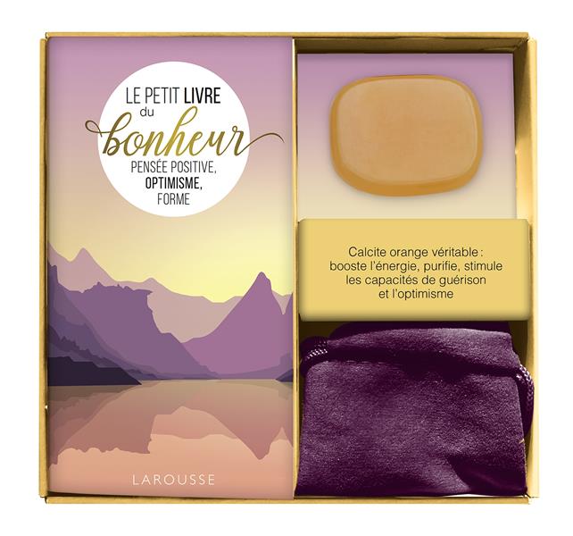 Coffret Ma petite pierre de bonheur. Le petit livre du bonheur avec 1 calcite orange véritable