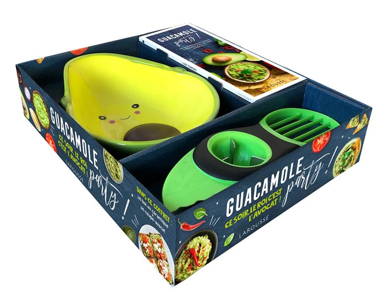 Coffret Guacamole Party ! Ce soir, le roi, c'est l'avocat ! Avec 1 livret de 20 recettes, 1 bol en c