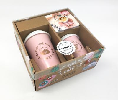 Coffret Thé ou café ? Avec 2 mugs en céramique avec des couvercles en silicone