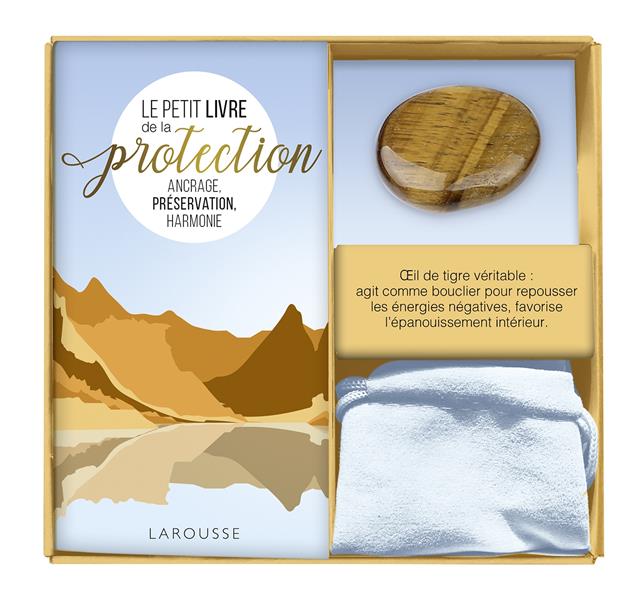 Coffret Ma petite pierre de protection. Le petit livre de la protection avec 1 oeil de tigre véritab