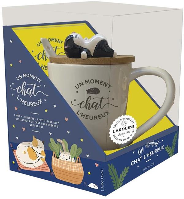 Coffret un moment chat l'heureux. Toutes les astuces de chat pour prendre soin de soi. Avec un mug e
