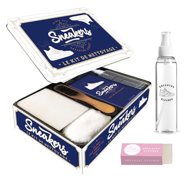 La box des Sneakers. Le kit de nettoyage - Coffret avec une brosse de nettoyage, deux gommes, une se
