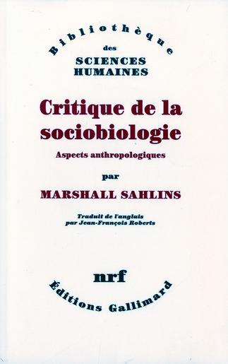 Critique de la sociobiologie. Aspects anthropologiques