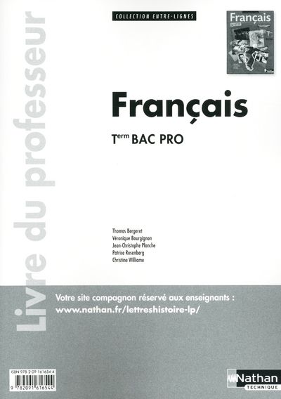 Français Term Bac Pro Entre-lignes. Livre du professeur