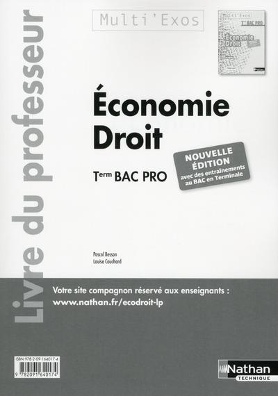 Economie Droit Tle Bac Pro. Livre du professeur, Edition 2016
