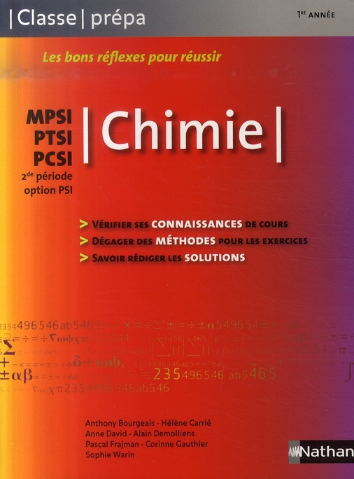 1 ère année de classe préparatoire . chimie MPSI/PTSI/PCSI 2e période, Edition 2007