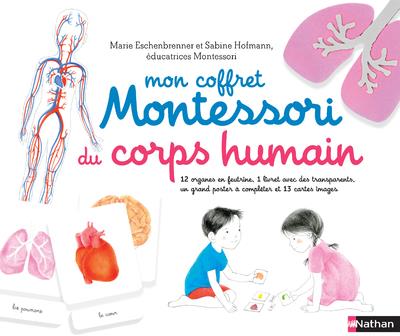 Mon coffret Montessori du corps humain. Avec 12 organes en feutrine, 1 livret avec 4 transparents, 1