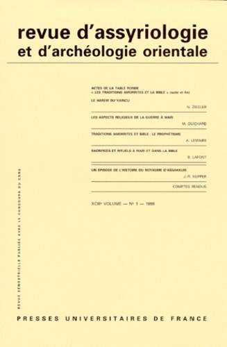 Revue d'assyriologie et d'archéologie orientale N° 43-1/1999