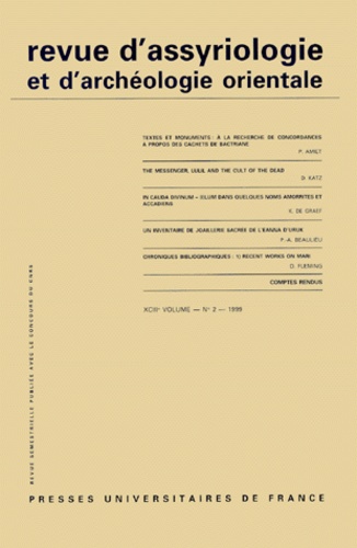 Revue d'assyriologie et d'archéologie orientale N° 43-2/1999