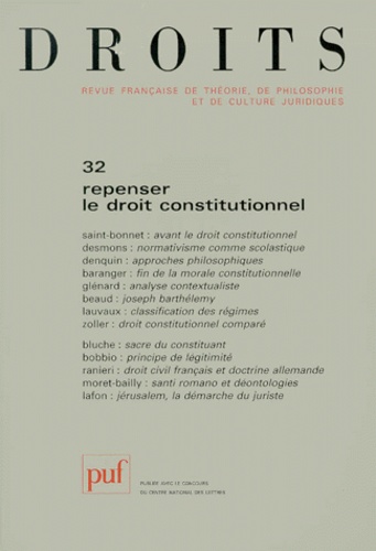 Droits N° 32 2000 : Repenser le droit constitutionnel