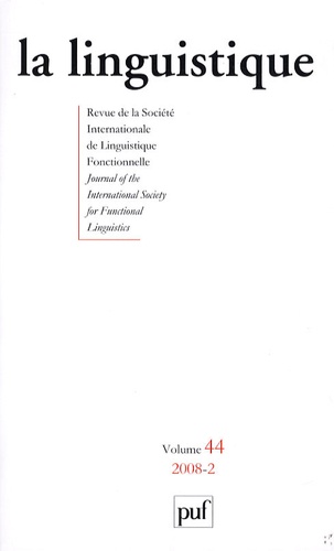 La linguistique Volume 44 N° 2/2008
