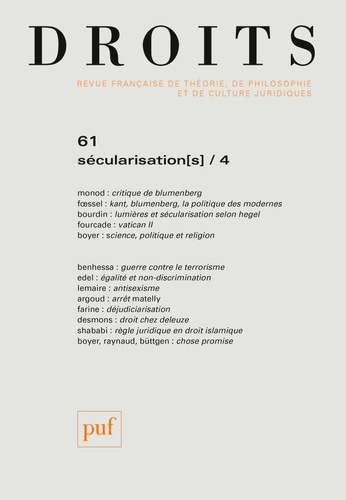 Droits N° 61/2015 : Sécularisation(s). Tome 4