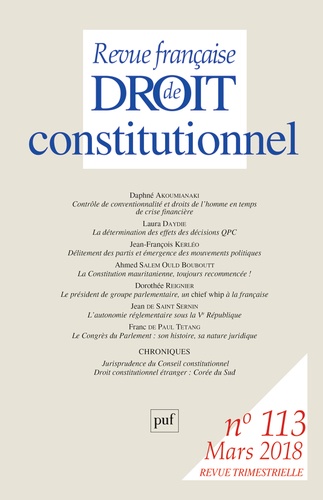 Revue française de Droit constitutionnel N° 113, mars 2018