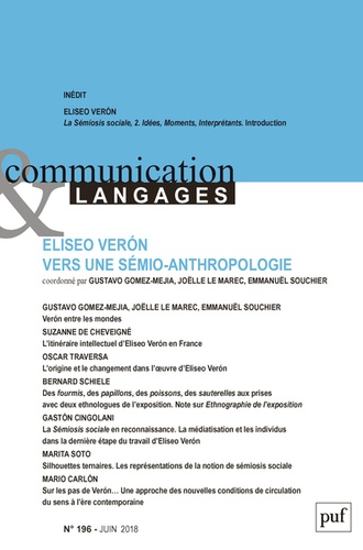 Communication et Langages N° 196, juin 2018 : Eliseo Veron vers une sémio-anthropologie
